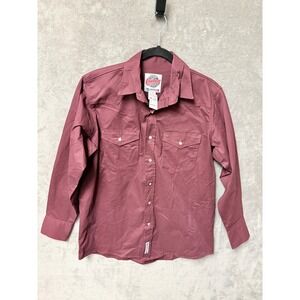 Workwear Western Snap Button Long Sleeve Shirt Burgundy Men's  M‎
